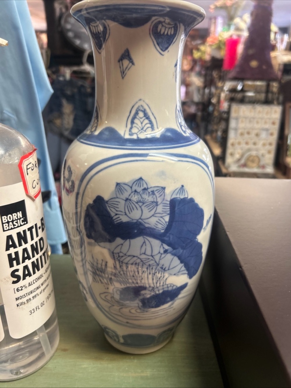 Blue and White Ceramic Lotus Vase - Decorative Home Accent